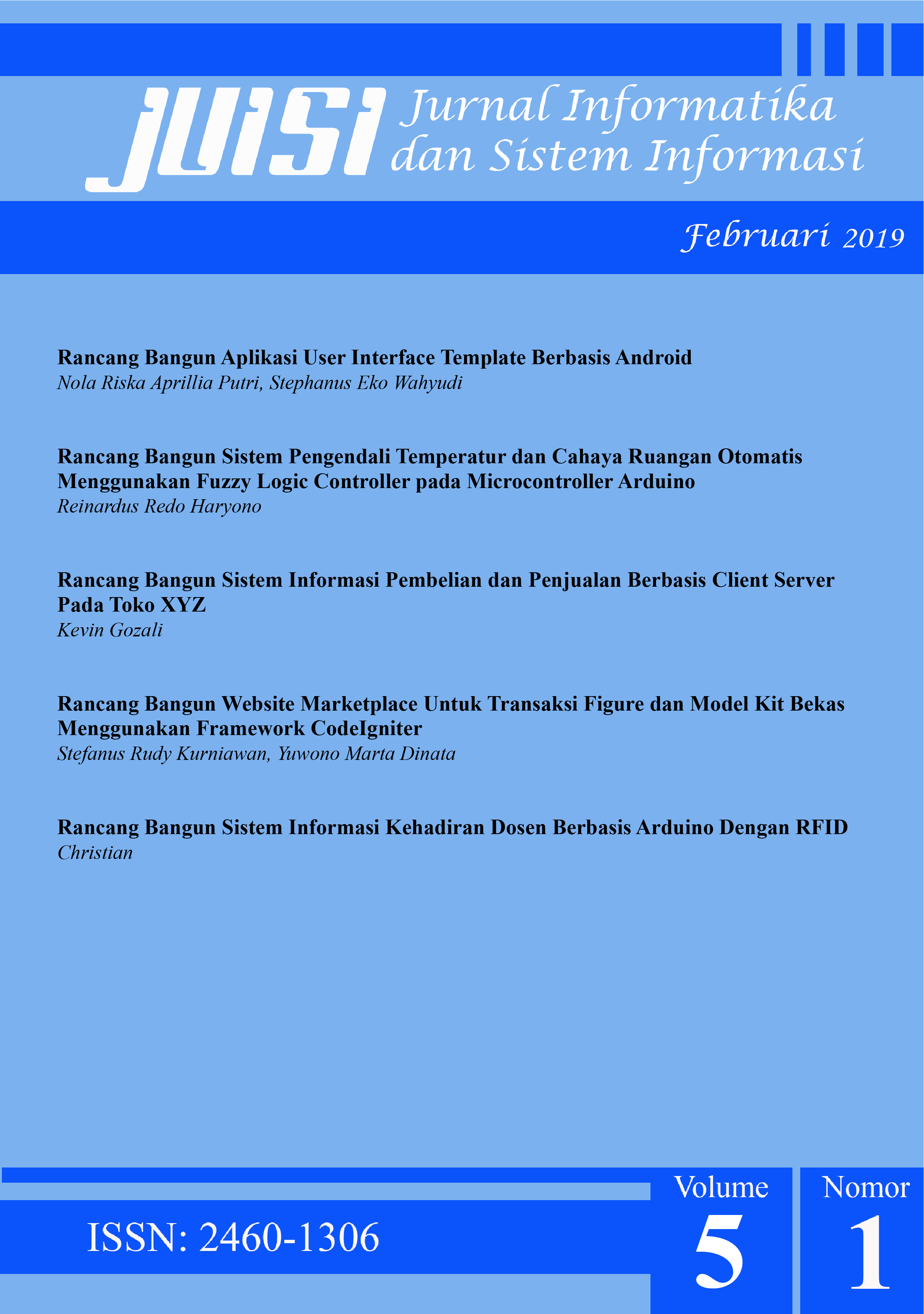 Jurnal Informatika dan Sistem Informasi - Front Cover Vol 5 No 1 2019